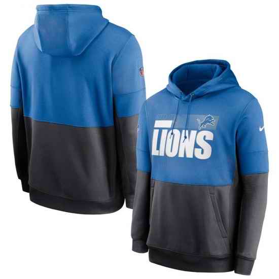 Men Detroit Lions Nike Sideline Impact Lockup Performance Pullover Hoodie Blue Charcoal